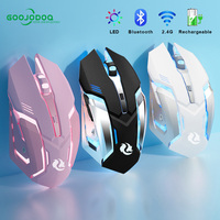 Mysz do gier akumulator 2.4GWireless mysz Bluetooth wyciszenie mysz ergonomiczna do komputera Laptop podświetlany diodami LED myszy dla IOS Android 1